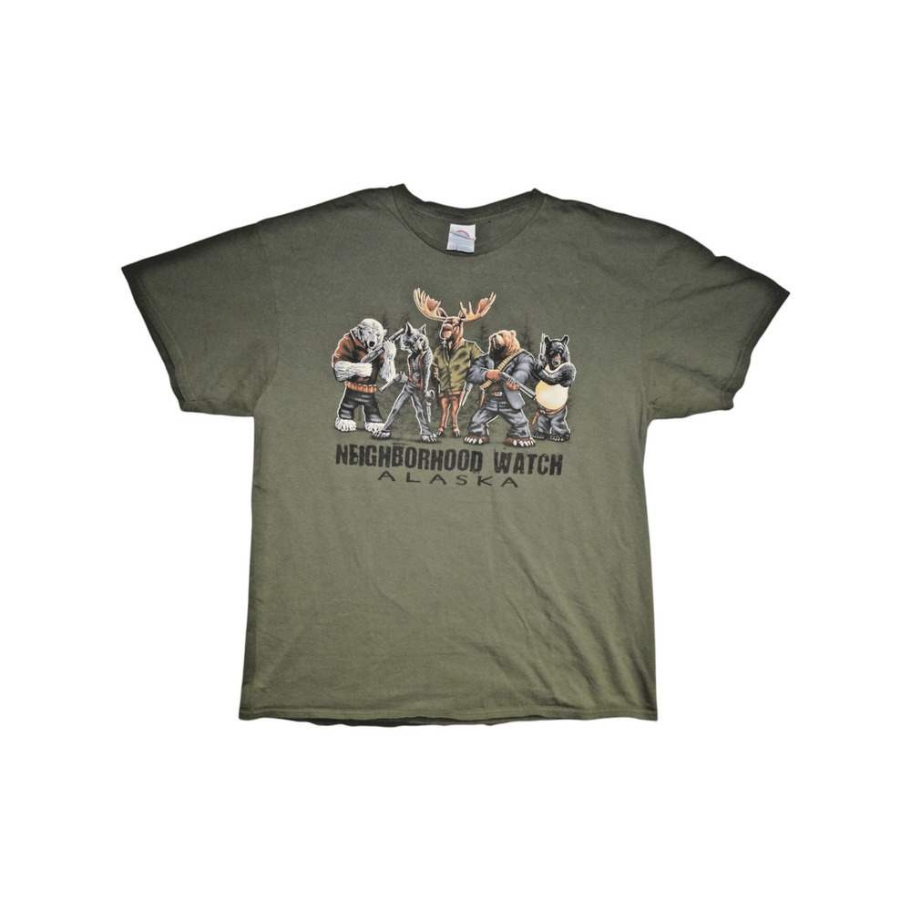 Alaska Neighborhood Watch Graphic T Shirt Funny Wildlife Animals Tee Size S